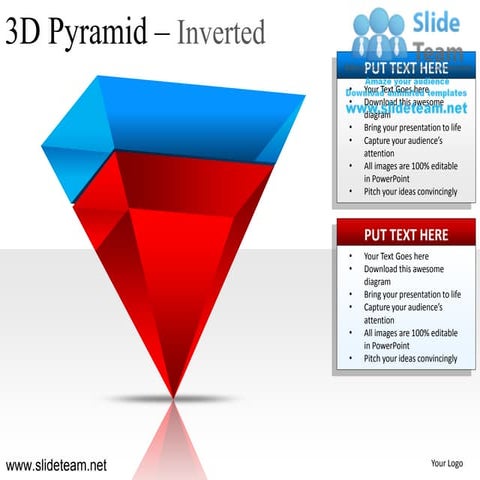 3d pyramid stacked shapes chart inverted powerpoint ppt templates.
