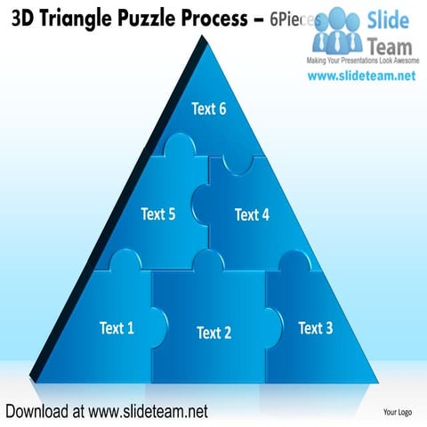 3 d pyramind triangle built out of puzzle pieces puzzle process 6 pieces powe...