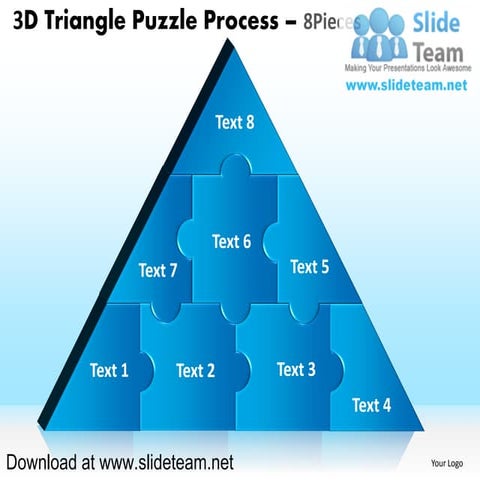 3 d pyramind triangle built out of puzzle pieces puzzle process 8 pieces powe...