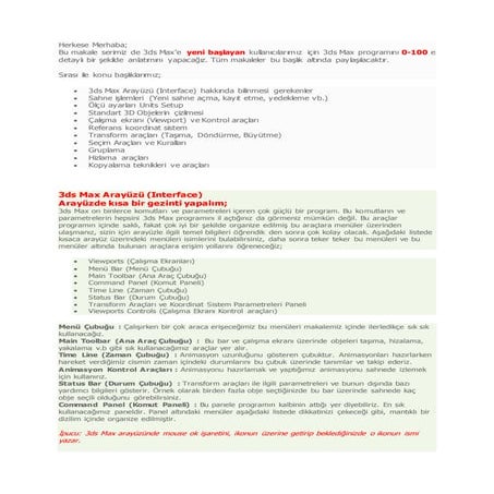 3ds Max Arayüz ve Temel Bilgiler