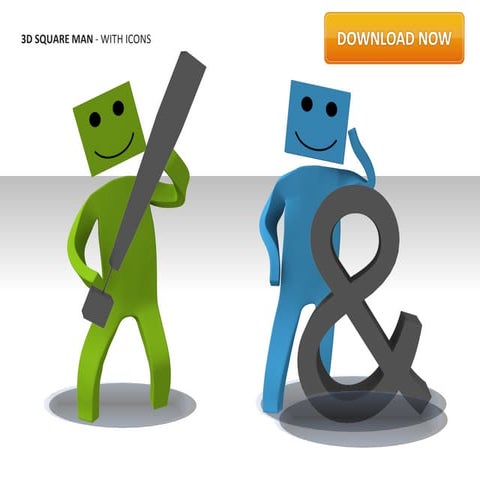 3D Square Man - With Icons by Slideshop