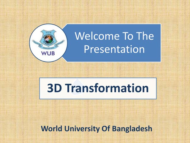 3D Transformation in Computer Graphics