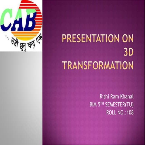 3D transformation computer graphic | PPT