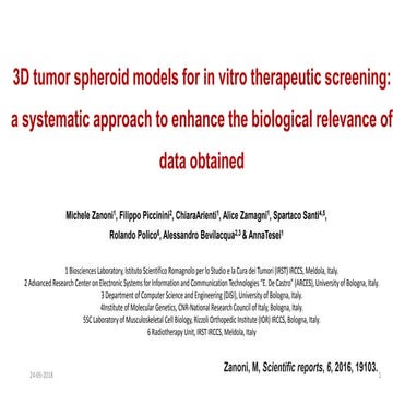 3D tumor spheroid models for in vitro therapeutic screening: a systematic app...
