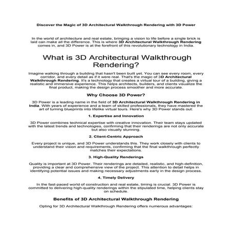 3D Architectural Animation Walkthrough Services