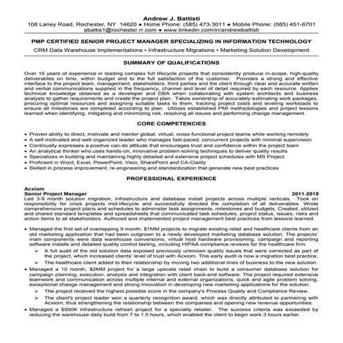 Andrew Battisti Senior Project Manager Resume May 2015