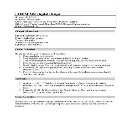 COMM235- Digital Design Syllabus v2.0