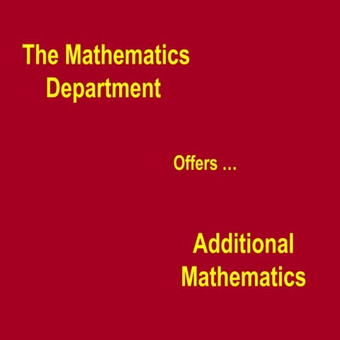 Additional Mathematics | PDF
