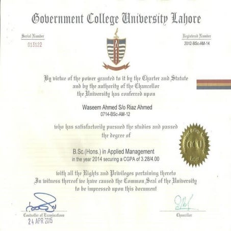 B.Sc. Hons. Degree