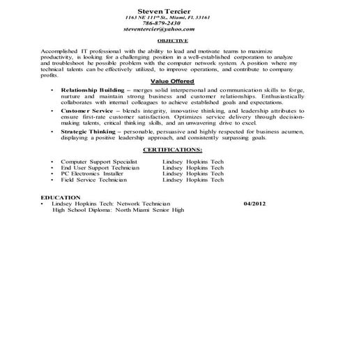Steven Tercier IT Resume 2016