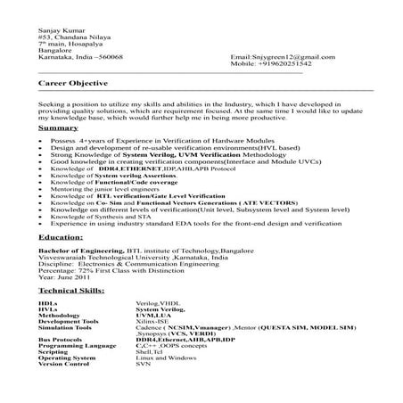 Sanjay Kumar resume