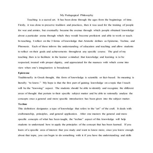 Aaron McGinnis Pedagogical Philosophy