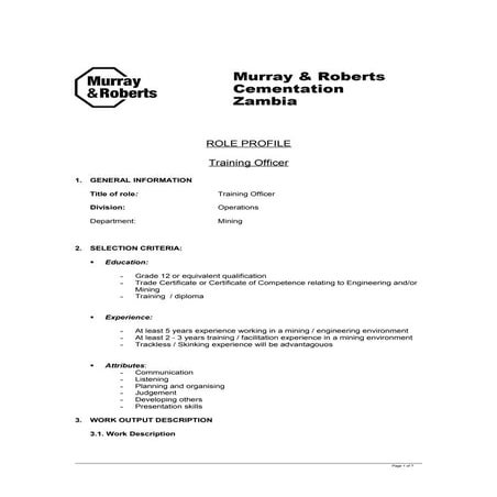 MRCZ Training Officer