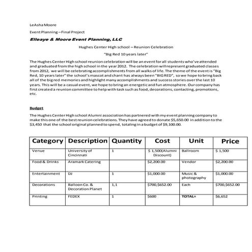 Event Planning Final Paper