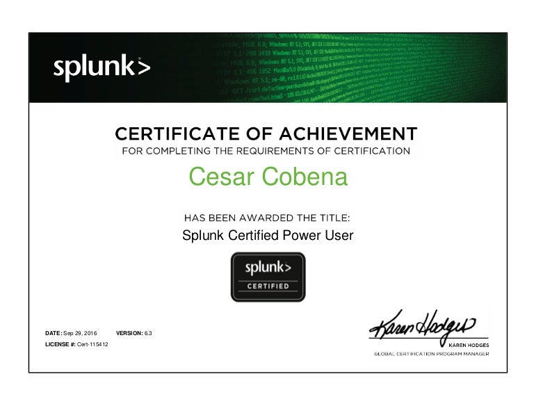 Splunk power user certification