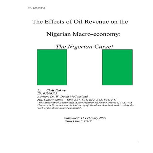 The effects of oil revenue on the Nigerian Macro-economy