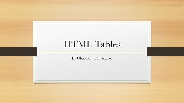 HTML Tables