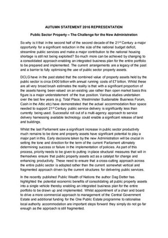 AUTUMN STATEMENT 2016 REPRESENTATION