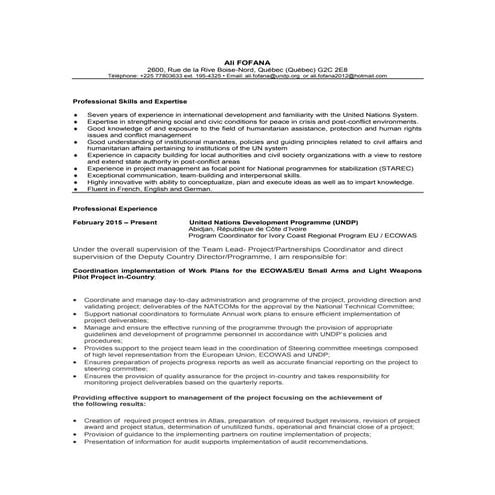 Ali Fofana CV April 2015