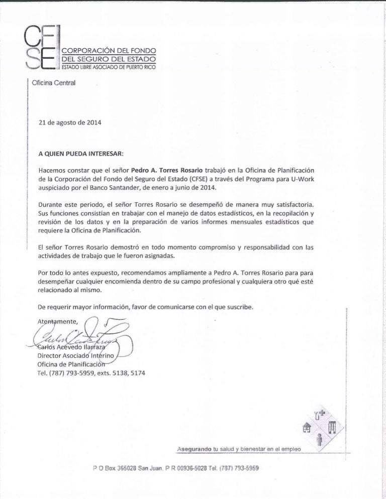 Carta Certificacion De Empleo