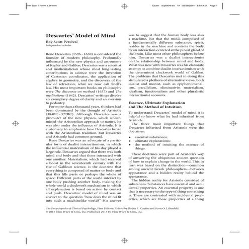 Descartes' Model of Mind