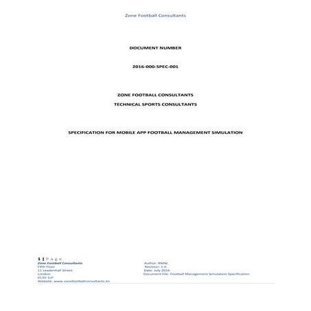 Football Management Simulation Specification | PDF
