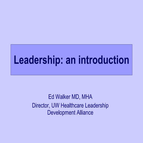  Leadership models, UW EMHA