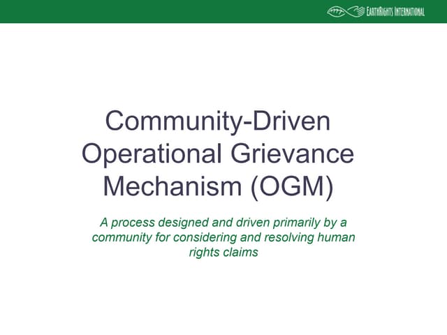 Community-Driven Operational Grievance Mechanism (OGM)