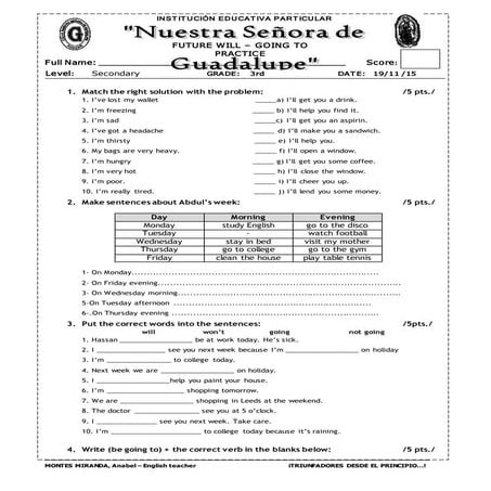 3ero will vs going to  (practice)