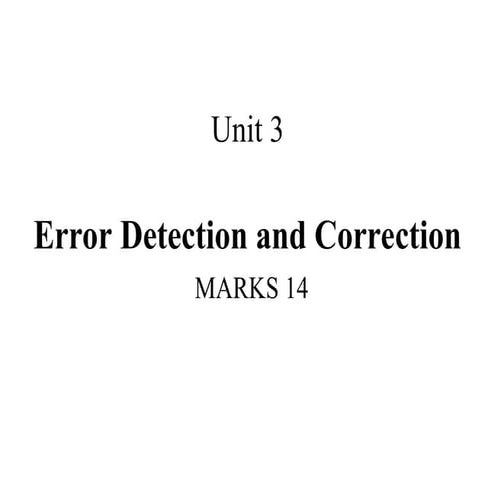 Comprehensive Overview of Error Detection and Correction Techniques in ...