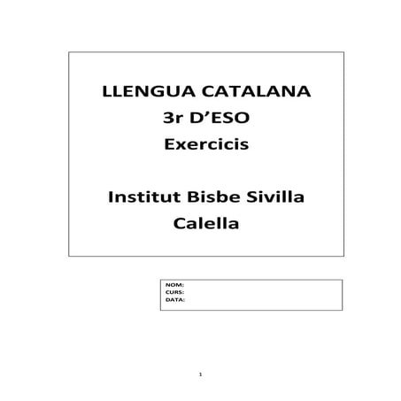 Dossier d'exercicis 3r ESO. Gramàtica