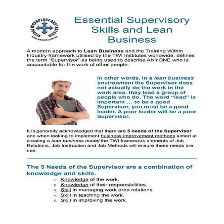 3 essential supervisory skills and lean business