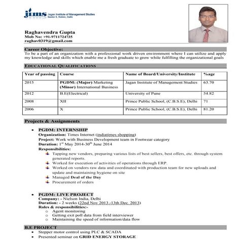 Raghav CV- update May '15