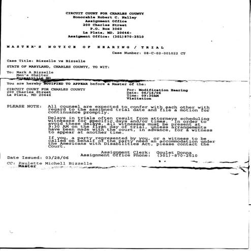 vistation agreement.