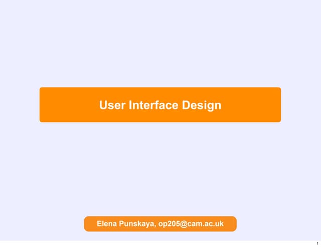 Lecture 7 Software Engineering and Design User Interface Design 