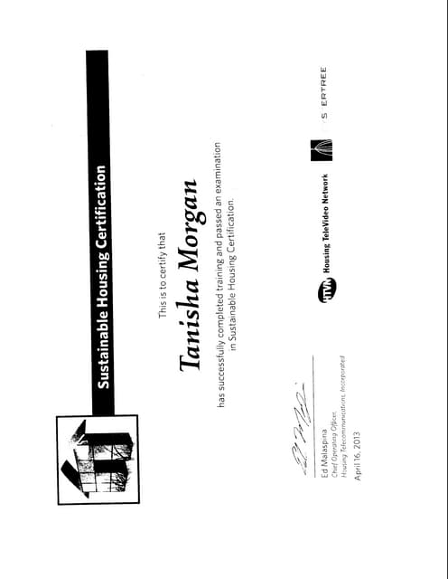 Sustainable Housing Certificate (1) | PDF - Sustainable Home Inspection Report Certification
