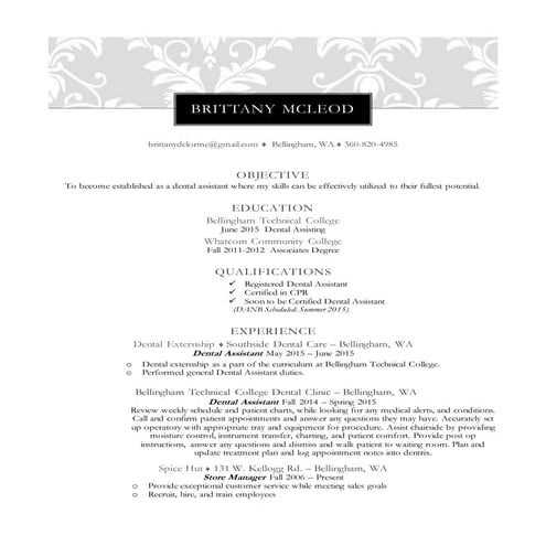 Image showcasing Dental Resume edited | DOCX
