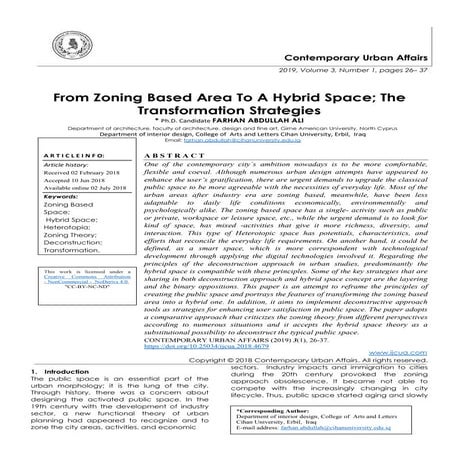 From Zoning Based Area To A Hybrid Space; The Transformation Strategies