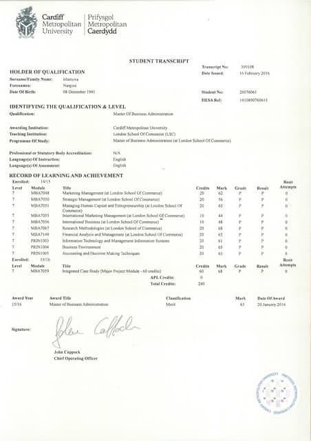 mba certificate | PDF