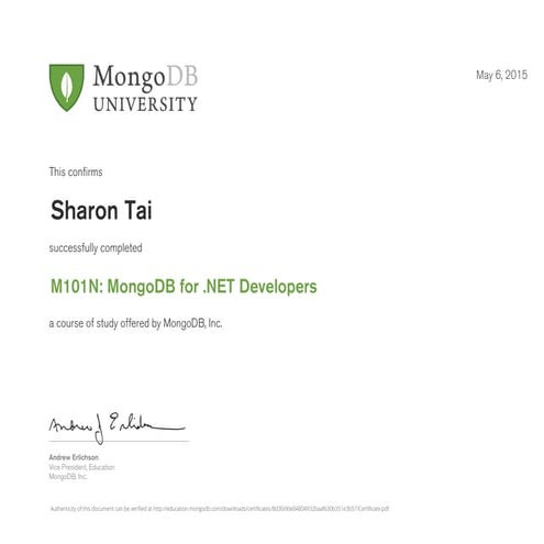 MongoDB Atlas Certificate | PDF