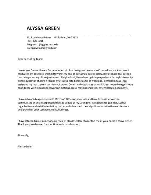 COVER LETTER
