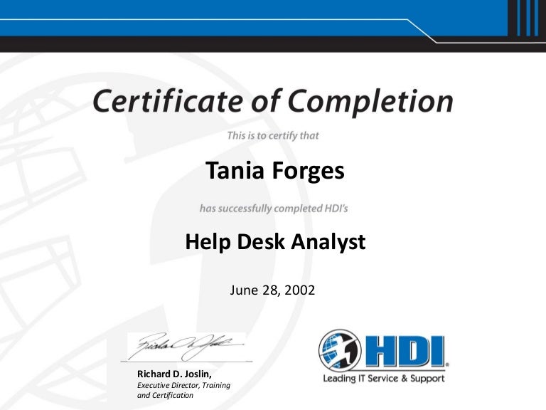 HDI Help Desk Analyst Certification