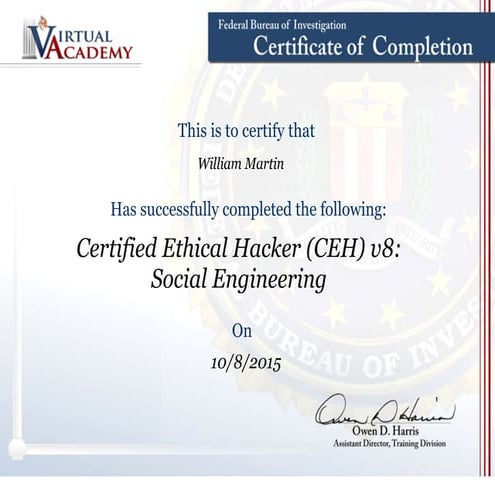 Certificate_FBI_Certified Ethical Hacker CEH v8 Social Engineering