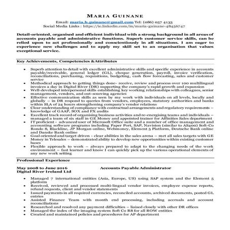 Maria Guinane CV