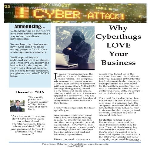 December 2016 Printed Newletter