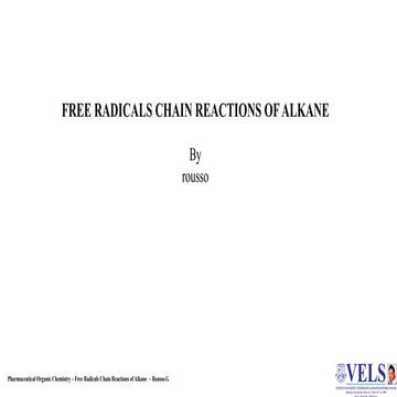 FREE RADICALS CHAIN REACTIONS OF ALKANE poc pharm d | PPTX