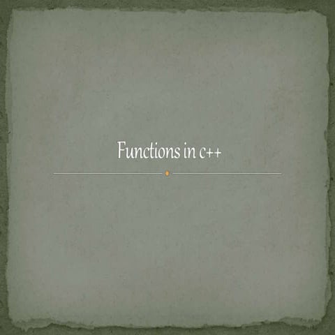Functions in c++ | PPT