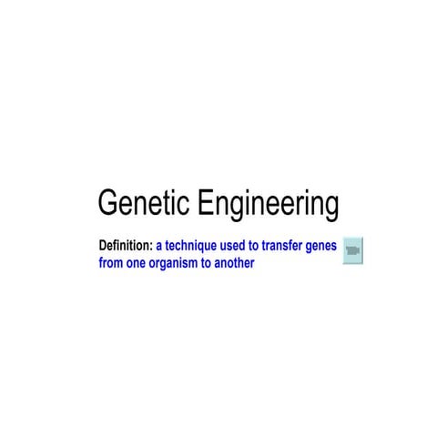 Chapter 20 Molecular Genetics Lesson 3 - Genetic Engineering