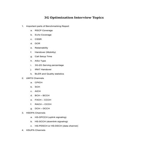 3 g optimization interview topics