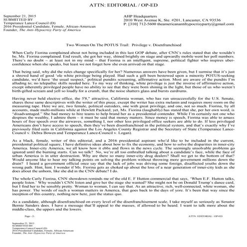 Two women on the potus trail   privilege v. disenfranchised  101